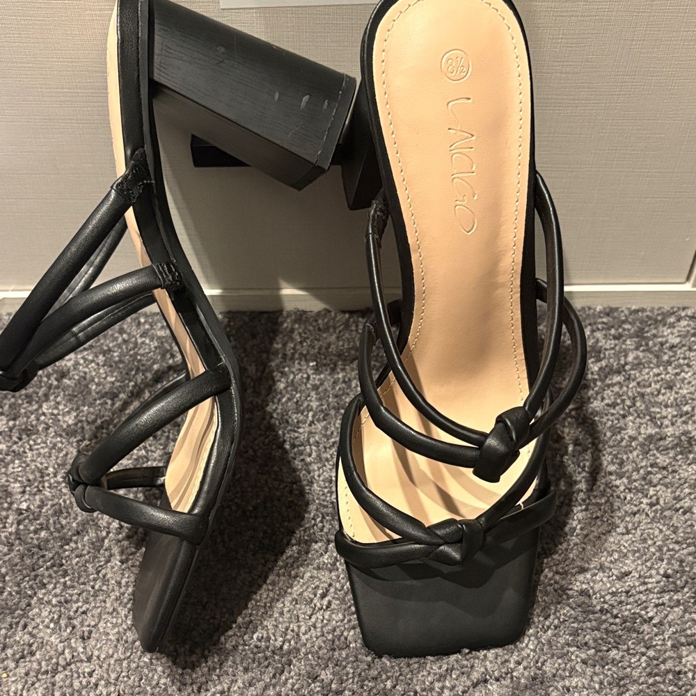 Black Strappy Women's Heels